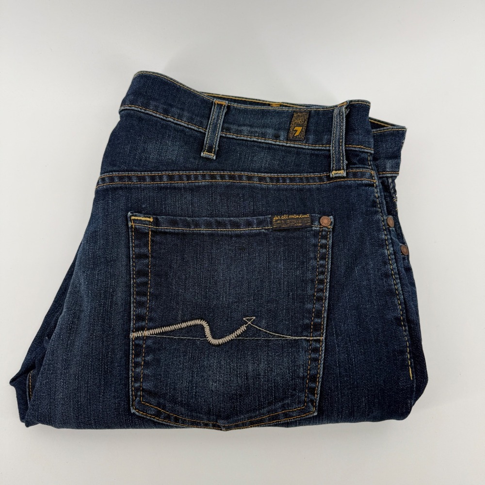 7 For All Mankind Standard Straight Leg Jeans Dark Wash Blue Mens 38x34
